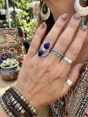 sterling Silver 925 lápiz lazuli Ring size 8